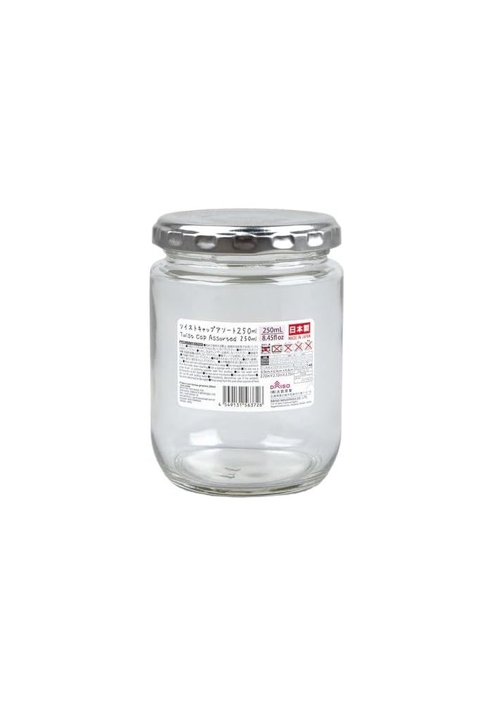 DAISO Twist Cap Glass Jar, 250ml - Silver - Image 1